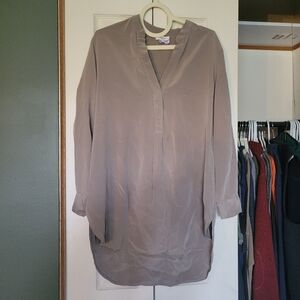 Babaton Grey 100% Silk Tunic Dress Shirt S